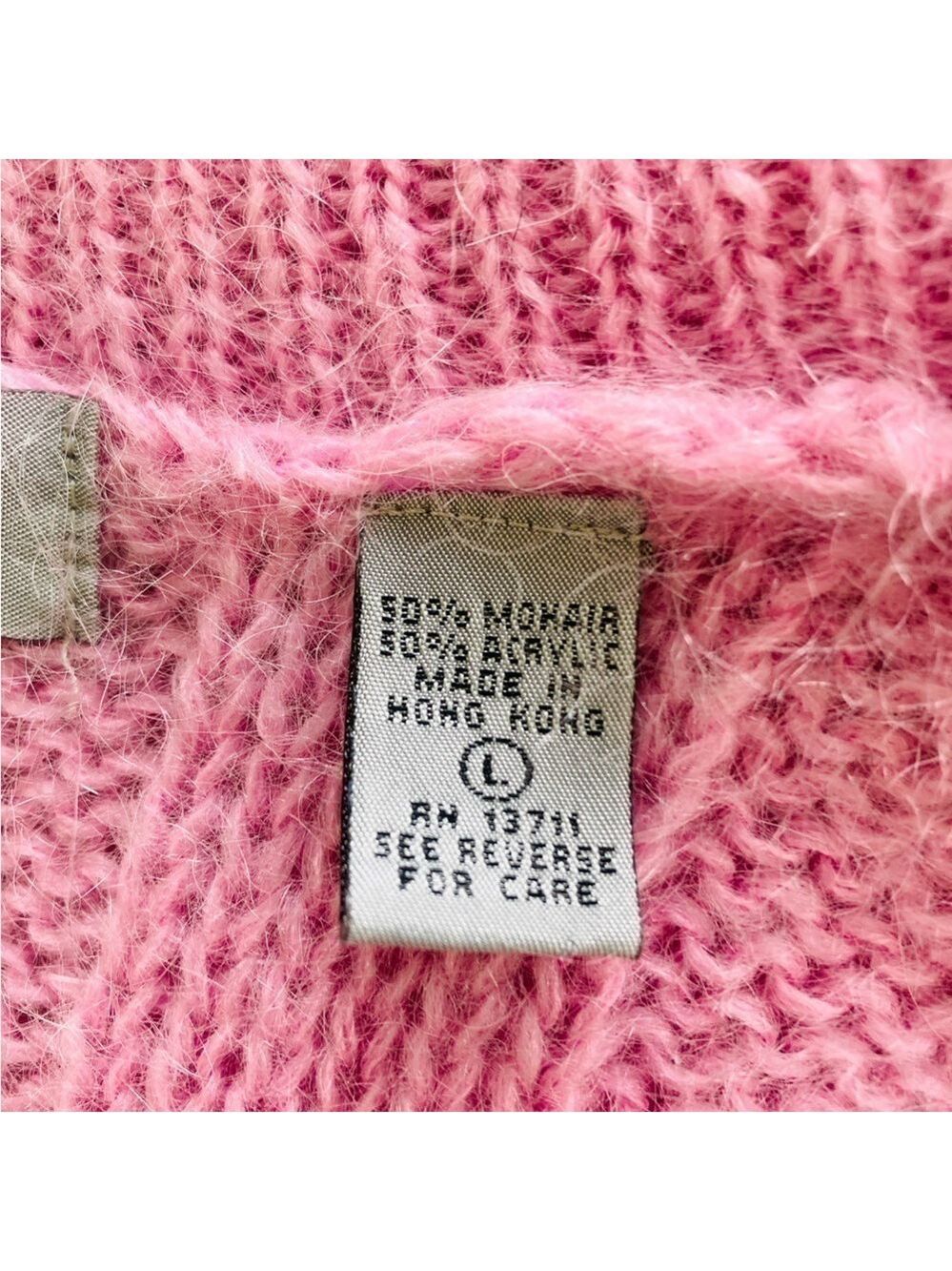 Amanda Smith Coquette Soft Girl Cloud Luxe Pink Mohair Sweater L Cable Knit - Picture 6 of 7